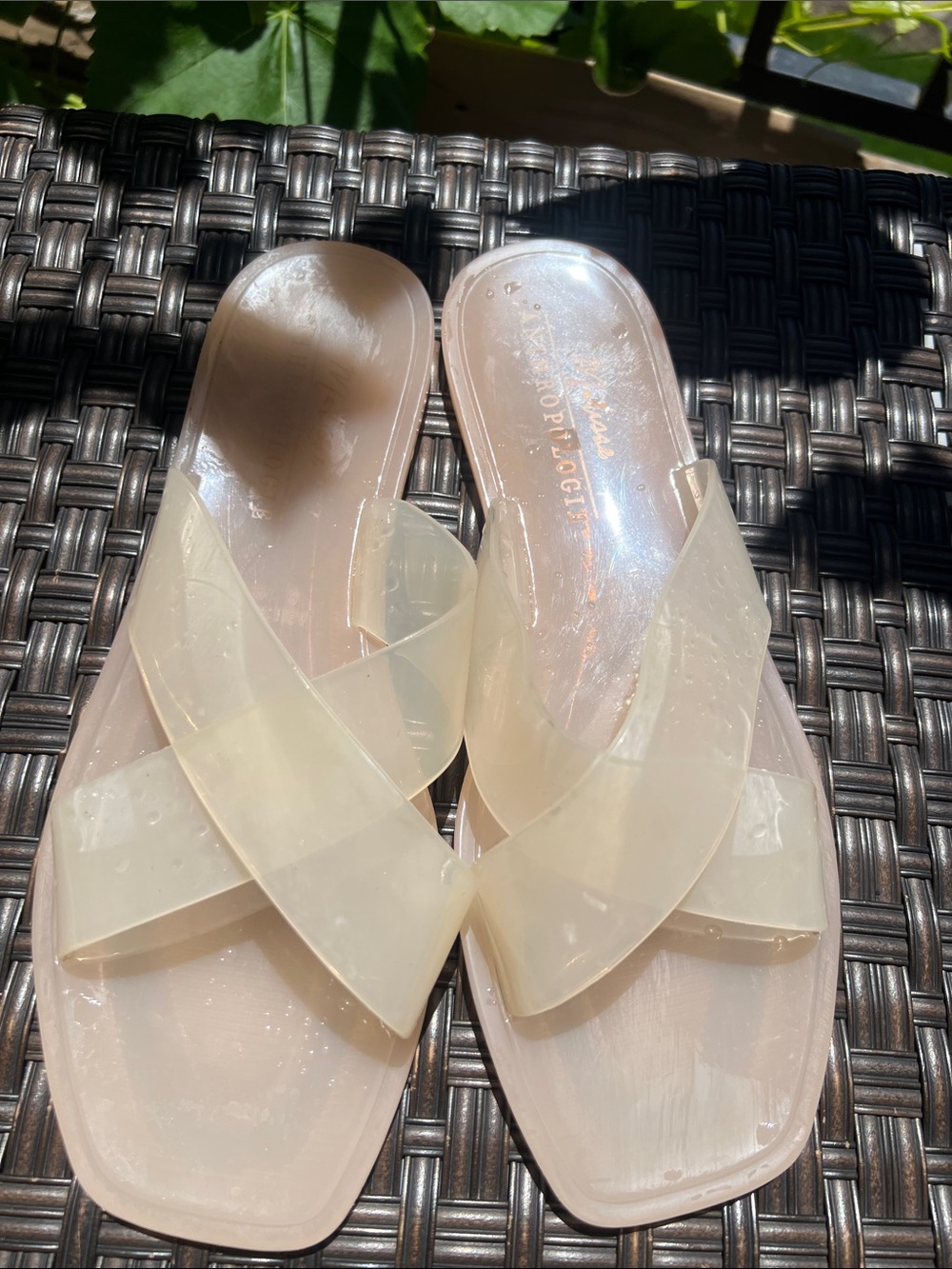 Anthropologie Pale Pink Jelly Slide Sandals with Clear Cross Straps - Picture 10 of 10